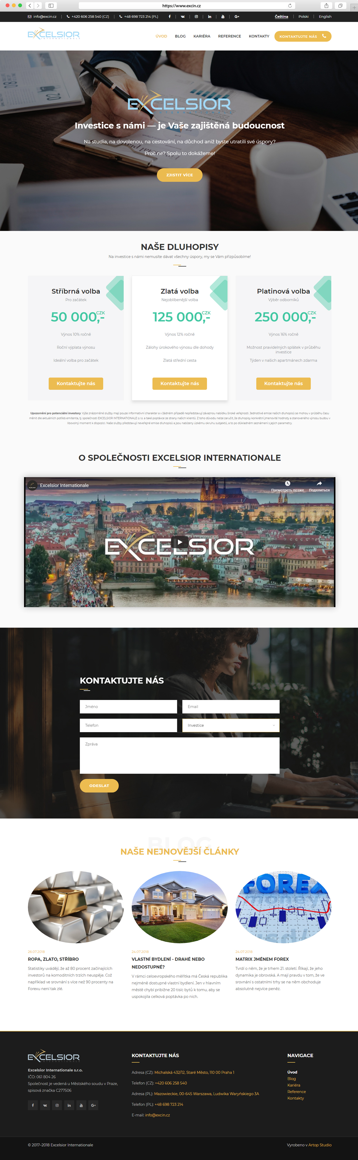 Homepage www.excin.cz