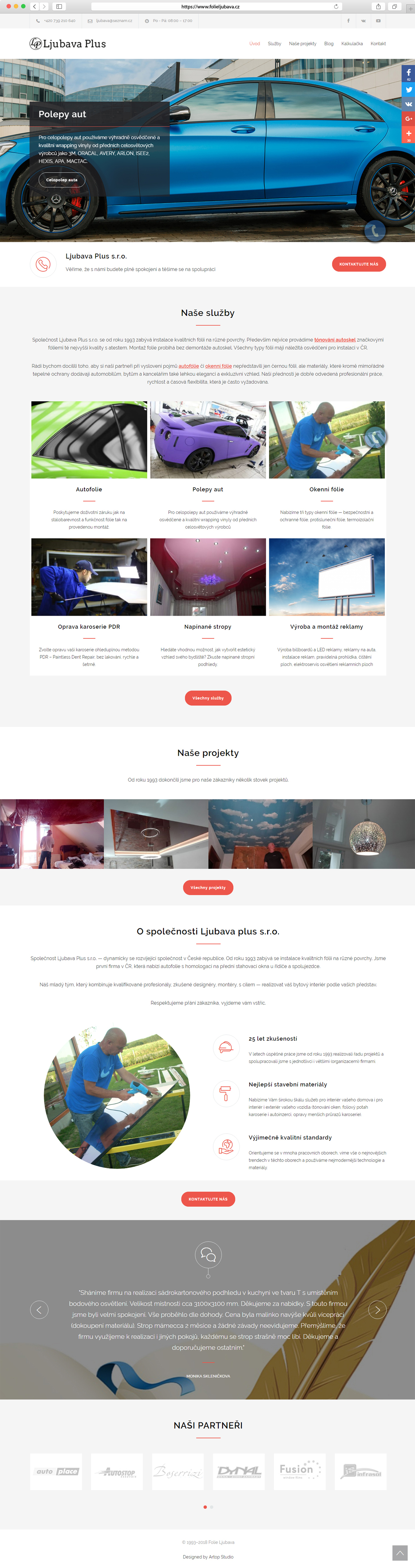 Homepage www.folieljubava.cz