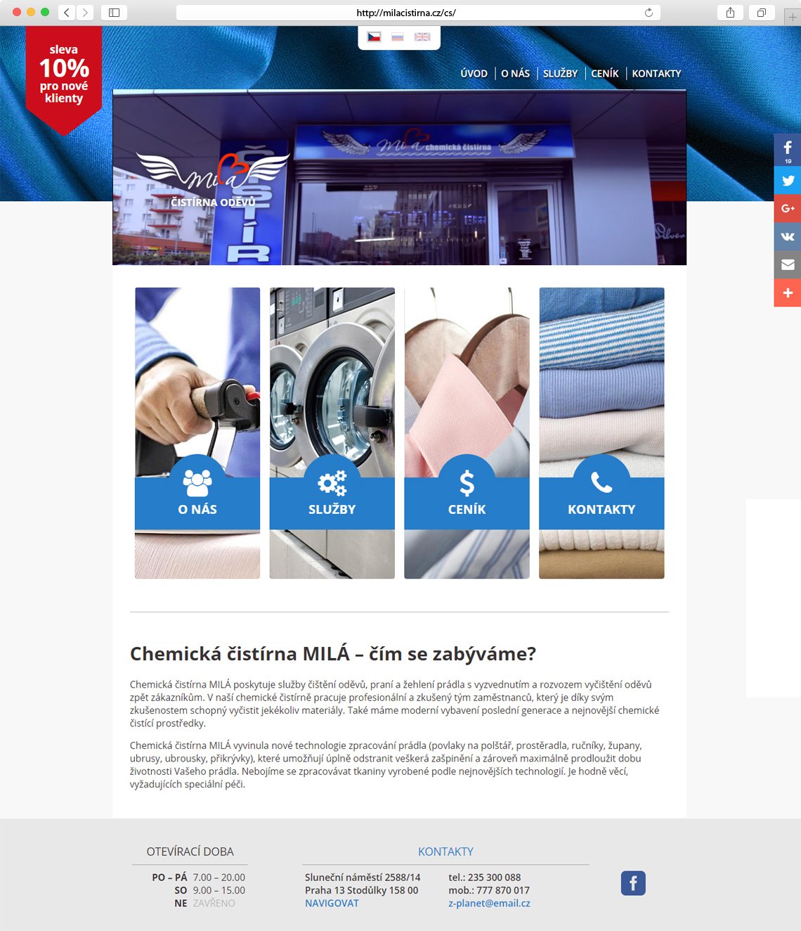 Homepage www.milacistirna.cz