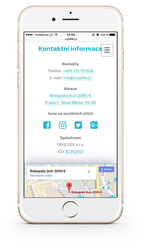 Kontaktní informace Cryo Life