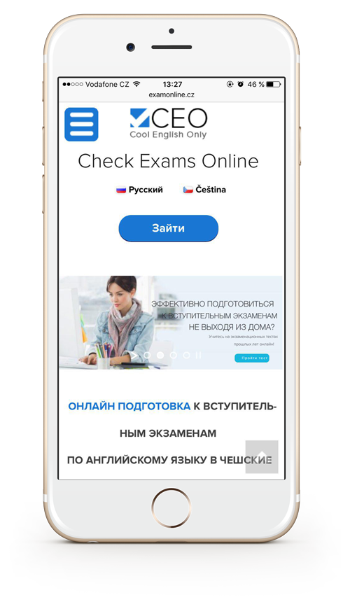 Homepage www.examonline.cz