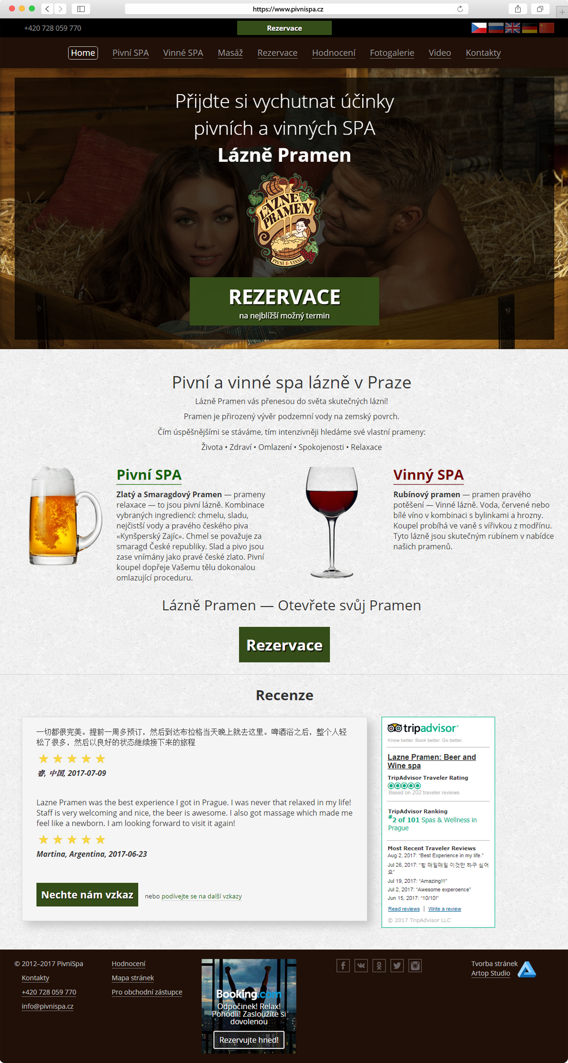 Homepage www.pivnispa.cz